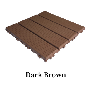 Plastic Interlocking Deck Tiles, 44 Pack, 11.8" x 11.8" Square, Waterproof Outdoor All-Weather Patio Decking Tiles for Poolside, Balcony, Backyard ,Dark Brown