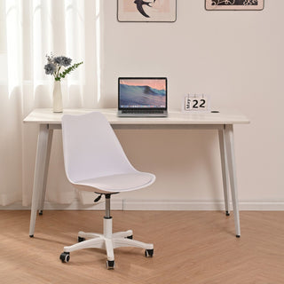 Armless Office Chair - Ergonomic Small Computer Desk Chair with Wheels, Adjustable Rolling Swivel Task Chair for Small Spaces (White)