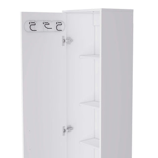 Lawen Tall Storage Cabinet, Single Door, 3 Broom Hangers