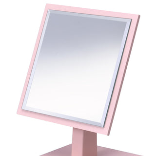 9.5" Tall Polyresin and Wood Make-Up Mirror on a Pedestal, Pastel Pink finish