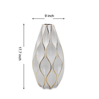 Elegant White Ceramic Vase with Gold Accents - Timeless Home Decor