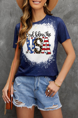 God Bless The U.S.A Printed Tee Shirt for Women