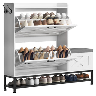 Shoe Cabinet, Entry Home Shoe Cabinet, Entrance Balcony Storage Cabinet, Large Capacity Shoe Rack, White