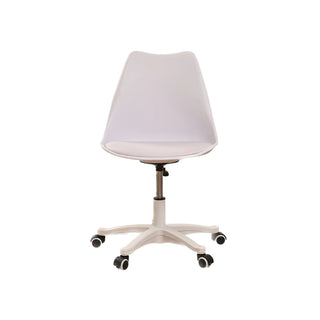 Armless Office Chair - Ergonomic Small Computer Desk Chair with Wheels, Adjustable Rolling Swivel Task Chair for Small Spaces (White)