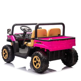 24V XXXL Kids Ride On UTV W/Parents Remote Control,Two-seater,Automatic tipping bucket,Rear wheel suspension,Slow start,Portable handle,Safety Belt,LED light,USB,MP3,Bluetooth,Horn for Kids Aged 3-8.