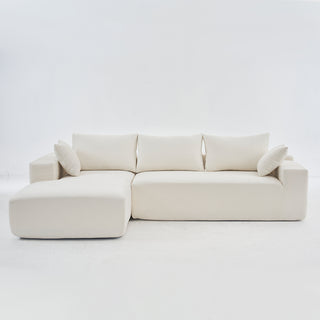 108*68 inch extra-deep modular sofa, cloud sofa, 4-person sofa, sitting and sleeping, living room Chenille modular sofa, no need to assemble, white