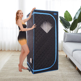 Portable Full Size Black Infrared Sauna tent–Personal Home Spa, with Infrared Panels, Heating Foot Pad,Controller, Foldable Chair ,Reading light.Easy to Install.Fast heating, with FCC Certification.