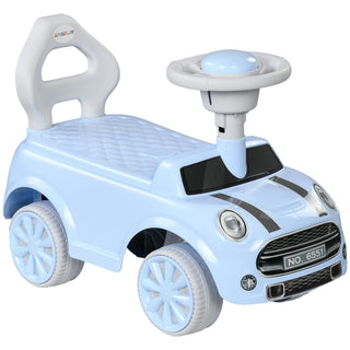 Qaba Toddler Ride on Toy, Foot to Floor Sliding Car with Horn, Working Steering Wheel & No Tip Anti-Over-Backwards System for Boys and Girls Ages 18-36 Months, Light Blue