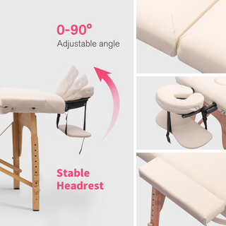 Massage Table Portable Massage Bed Lash Bed with Carrying Case SPA Table Height Adjustable, Salon Bed Face Cradle Bed -white