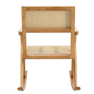 Solid Wood and Imitation Rattan Rocking Chair for Indoor and Outdoor Relaxation, Perfect for Balconies, Gardens, and Camping Sites