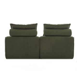 [NEW ARRIVED] [VIDEO PROVIDED]Modular Sofa,No Armrests,At will DIY,Soft Corduroy Fabric,Neck Pillow-Back Lounge Sofa Chair,Reading Nook, or Apartment Living, Lumbar Pillow,2 Seats,Upholstered,Green