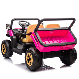 24V XXXL Kids Ride On UTV W/Parents Remote Control,Two-seater,Automatic tipping bucket,Rear wheel suspension,Slow start,Portable handle,Safety Belt,LED light,USB,MP3,Bluetooth,Horn for Kids Aged 3-8.