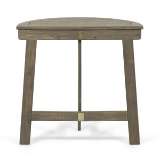 Outdoor Half-Round Folding Acacia Wood Bistro Table, Grey Finish