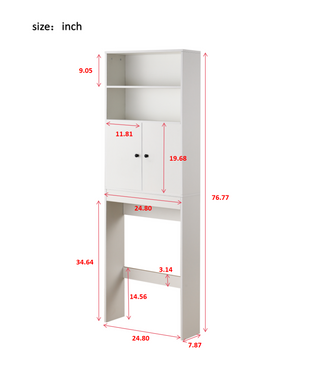 Over The Toilet Storage Cabinet, Farmhouse Storage Cabinet Over Toilet with 2 Barn Door & Toilet Paper Holder Stand,Home Space-Saving Toilet Rack,for Bathroom,Restroom, Laundry-white