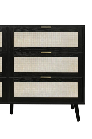 Modern 6 Drawer Dresser Wood Cabinet (Black)