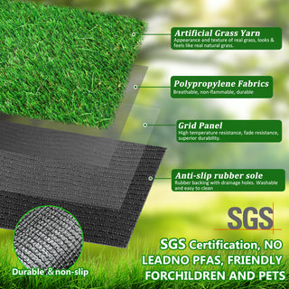 6.5FTX13FT Outdoor Artificial Grass Runner Rug, Thick Realistic Fake Grass Roll Decor Patio Balcony Garden Lawn, Dog Pets Turf Drain Mat, 1.38" Pile Height