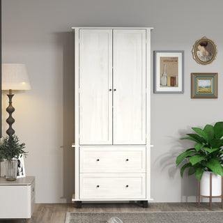 70" Tall Kitchen Pantry Storage Cabinet with 2 Drawers and 3 Shelves, Minimalist Wood Large Storage Cabinet for Kitchen, Dining Room, Living Room, Bathroom (Antique White)