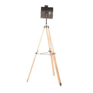 Ahoy Industrial Floor Lamp in Natural Wood and Antique Metal by LumiSource