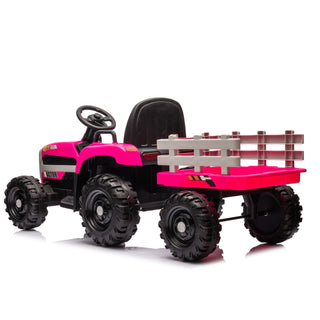 Tractor2.0 Ride-On Kids Toy with Trailer, 24v Electric, 200w Dual Motor, 1.86-4.97 mph, Remote Control, 3-Speed, usb, mp3, Bluetooth, Led Lights, Safety Belt