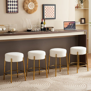 24" Tall, Round Bar Stools, Set of 2 - Contemporary upholstered dining stools for kitchens, coffee shops and bar stores - Includes sturdy hardware support legs