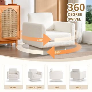 [New+Video]360° Modern Swivel Accent Chair,30" W Teddy Sherpa Round Armchair,Thick Padded Single Lounge Sofa,Upholstered Comfy Barrel Chair,Reading Club Chair for Living Room,Nursery,Bedroom,4 Colors