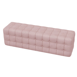 All Covered Velvet Upholstered Ottoman, Rectangular Footstool, Bedroom Footstool, No Assembly Required, Elegant and Luxurious, Pink