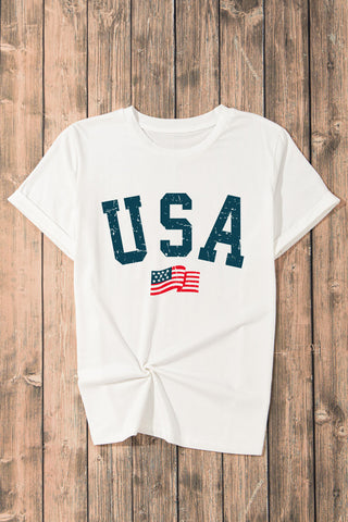 USA Round Neck Short Sleeve T-Shirt for Women