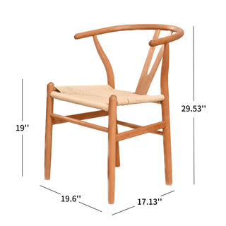 Natural Solid Wood Wishbone Design Backrest Chair with Canvas Seat for Dining Room and Kitchen