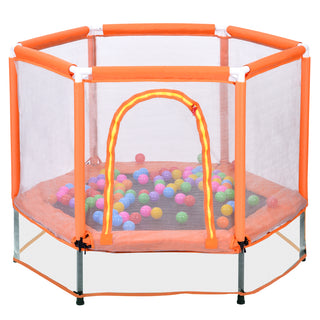 55'' Toddlers Trampoline with Safety Enclosure Net and Balls, Indoor Outdoor Mini Trampoline for Kids