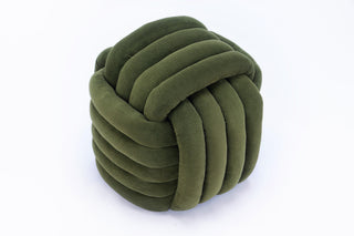 060-Chenille Fabric Modern Knot Design Ottoman Makeup Stool Footstool, Comfortable and Stylish Seat for Living Room, Bedroom,Green