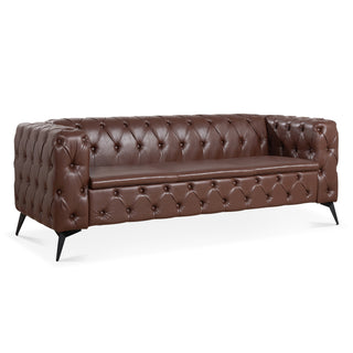 84.06" Traditional 3-Seater Sofa, Square Arm Design with Removable Cushions, Comfortable Living Room Furniture