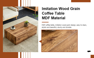 Modern MDF coffee table with wood texture pattern -39.37x23.62x11.81 inches - stylish and durable design