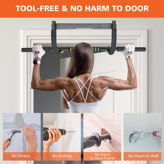 Wall Mounted Pull Up Bar and Chin Up Bar , Portable Dip Bars for Home Gym, Indoor Exercise Equipment for Strength Training