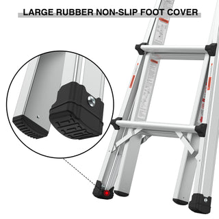 22ft Aluminum Multi-Position Ladder with Wheels, 300 lbs Weight Rating