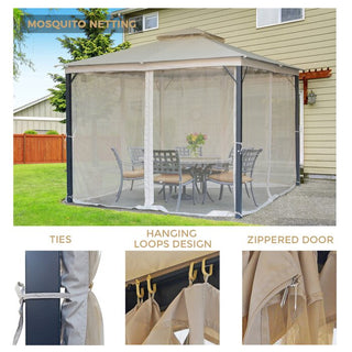 10x10FT Softtop Metal Gazebo with Mosquito Net, Heavy Duty Double Roof Canopy, Galvanized Steel Outdoor Tent for Garden, Patio, Backyard