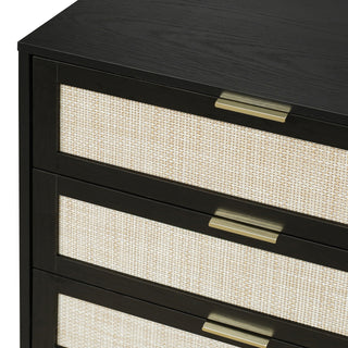 Modern 6 Drawer Dresser Wood Cabinet (Black)