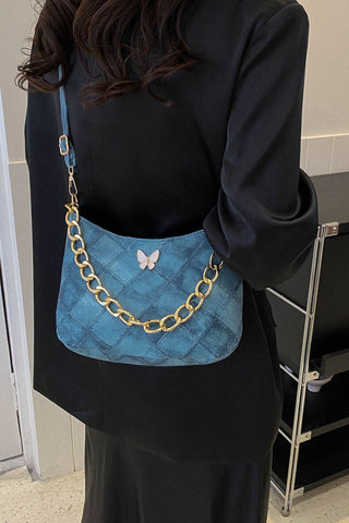 Butterfly Decor PU Leather Shoulder Bag