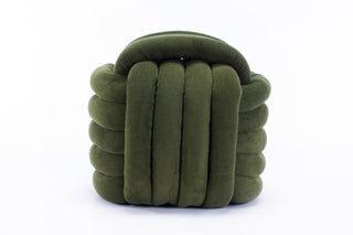 060-Chenille Fabric Modern Knot Design Ottoman Makeup Stool Footstool, Comfortable and Stylish Seat for Living Room, Bedroom,Green