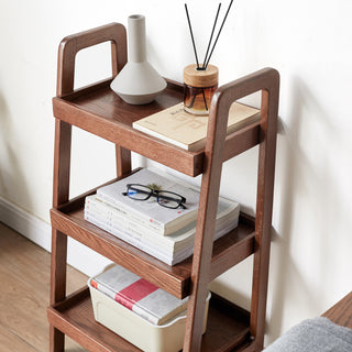 Walnut Color Oak Storage Bench, 3-Tier Beech Wood Shoe Rack for Entryway, Premium Storage Organizer for Bathroom, Living Room, Bedroom, Hallway, Patio, Kitchen