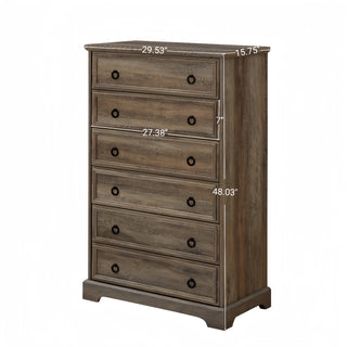 Modern 6 Drawer Dresser, Dressers for Bedroom, Tall Chest of Drawers Closet Organizers & Storage Clothes - Easy Pull Handle, Textured Borders Living Room, Hallway,L 29.53''*W15.75''*H48.03''