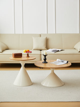 ROUND COFFEE TABLE WHITE+WOOD