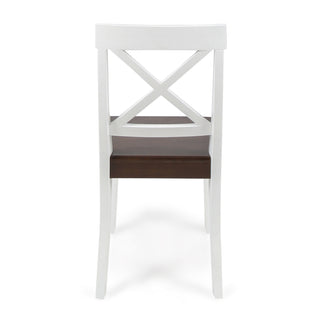 Roshan Farmhouse Acacia Wood Dining Chairs, White / Walnut (Set of 2)