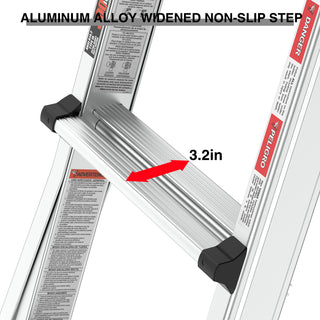 22ft Aluminum Multi-Position Ladder with Wheels, 300 lbs Weight Rating