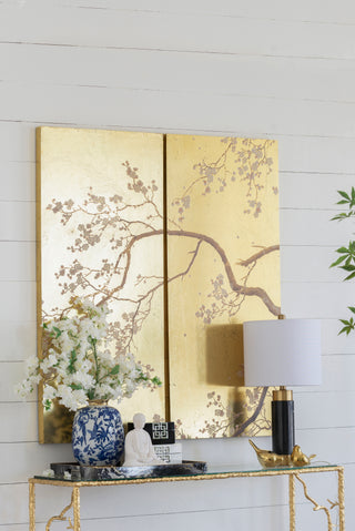 Set of 2 Cherry Blossom Wall Art Panels, Wall Decor for Living Room Dining Room Office Bedroom, 21.5" x 47"