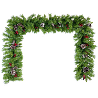 Pre-lit Xmas Tree Artificial Christmas 4-Piece Set, Garland, Wreath and Set of 2 Entrance Trees X-mas with Led Lights, Christmas Tree