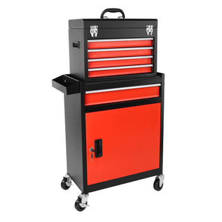 5-Drawer Rolling Tool Chest & Storage Cabinet with Detachable Top Tool Box – Metal Tool Cart for Garage Workshop, Lockable Wheels, Liner, Locking Mechanism