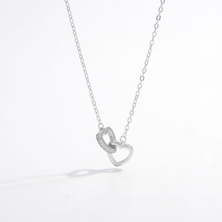 925 Sterling Silver Inlaid Zircon Heart Necklace