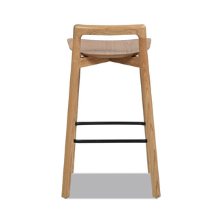 Sven 26.5" Modern Minimalist Low Back Wood Counter Stool, Natural Blonde Ash Wood