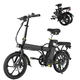 Adult Electric Bicycle 500W Motor, 15.5 MPH Max Speed, 16" Tire, 42V 10.4AH Removable Battery, Foldable Electric Bike with Multi-Shock Absorption for City Commuting