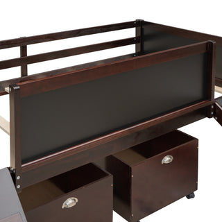 Twin size Loft Bed Wood Bed with Two Storage Boxes - Espresso ( old sku: LP000075AAP )